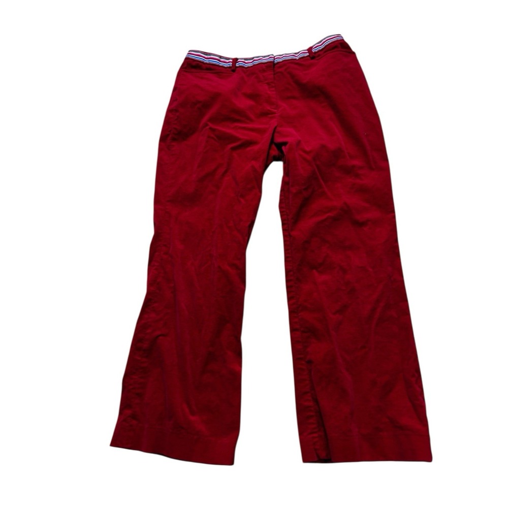 VTG LILLY PULITZER Pants Womens 12 Red Corduroy Straight Vintage Rainbow Waist‎